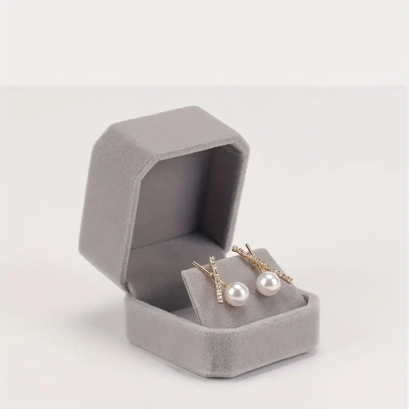 Boîte à bijoux en velours bleu pour boucles d’oreilles – Écrin élégant et présentoir cadeau