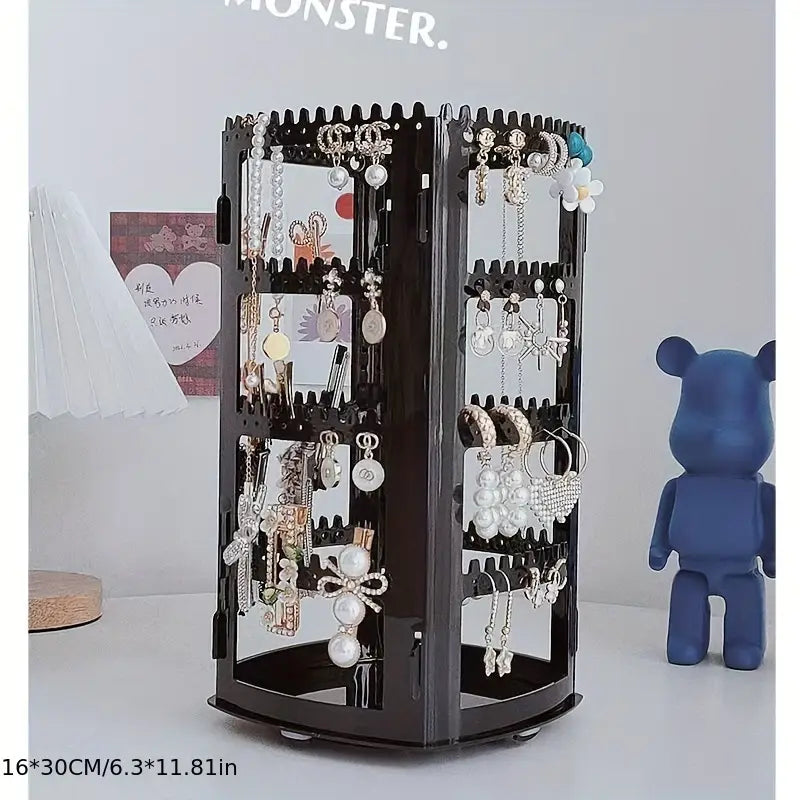 Présentoir à boucles d’oreilles rotatif en acrylique – Organisateur transparent de bijoux élégant et pratique