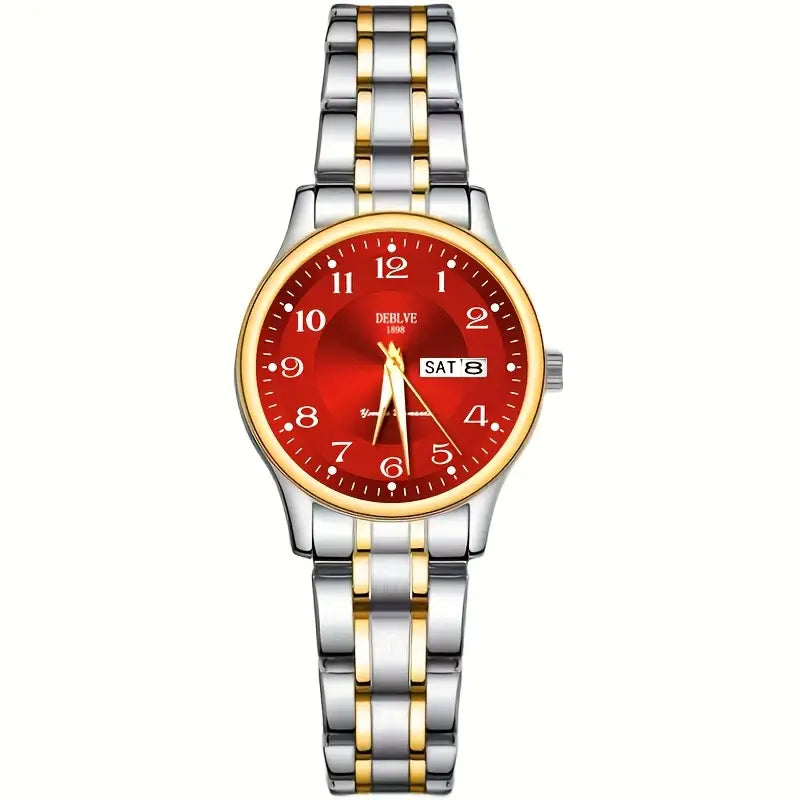 Montre femme acier bicolore argent et or – Quartz lumineux avec affichage date