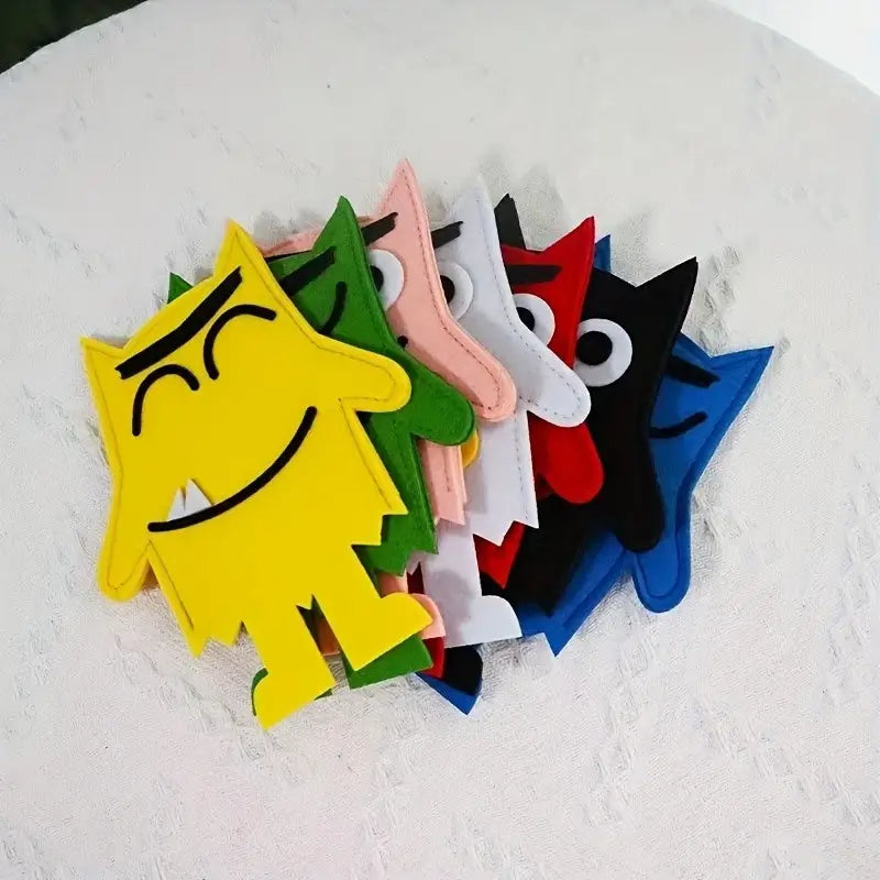 Marionnettes Émotions en Feutrine Colorée – Jeu Éducatif pour Théâtre, Histoires et Expression des Sentiments