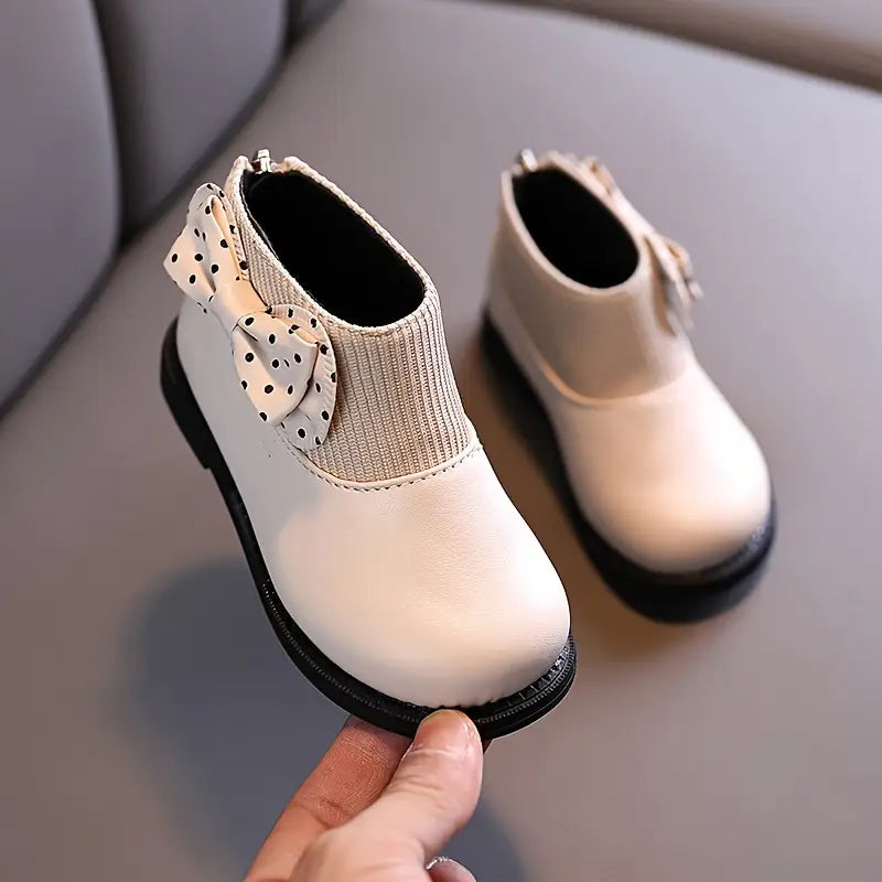 Bottines bébé fille élégantes avec nœud décoratif – Chaussures automne hiver confortables