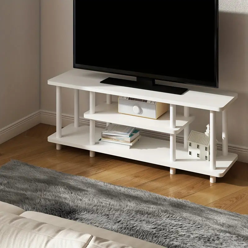 Meuble TV blanc moderne avec étagères – Meuble RV de rangement pratique pour salon