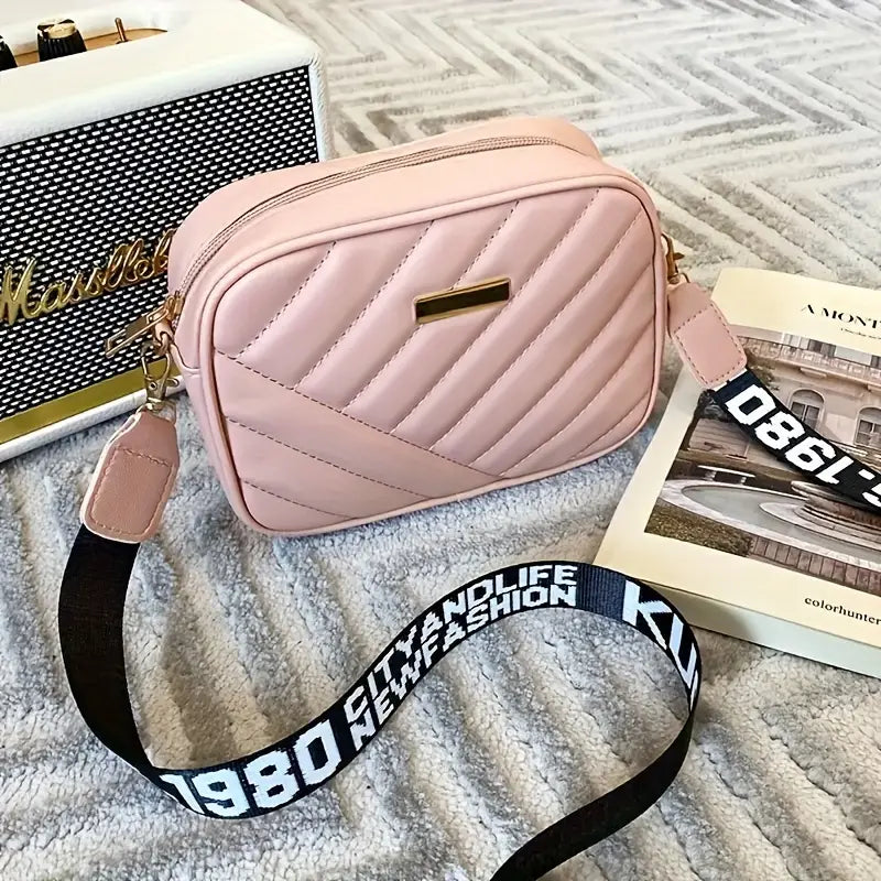 Sac bandoulière femme – Petit sac à main matelassé avec sangle large tendance