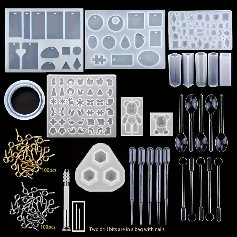 Kit Complet de Moulage Résine Époxy – Moules Silicone, Pigments et Accessoires DIY Bijoux et Créations Artisanales