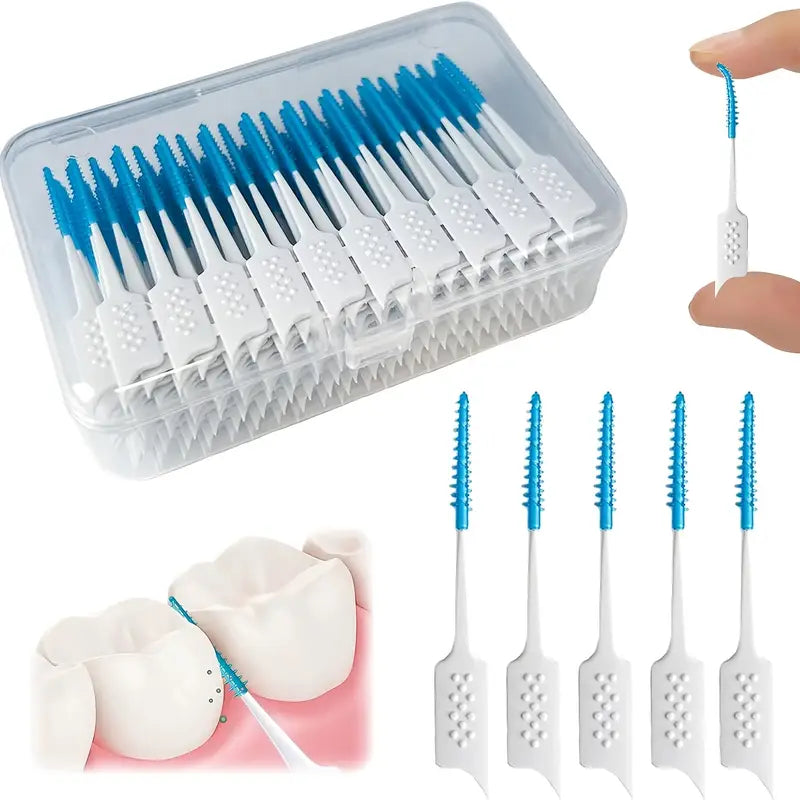 Brossettes Interdentaires en Boîte – Lot de 200 Nettoyeurs Dentaires Souples pour Hygiène Buccale et Espace Interdentaire