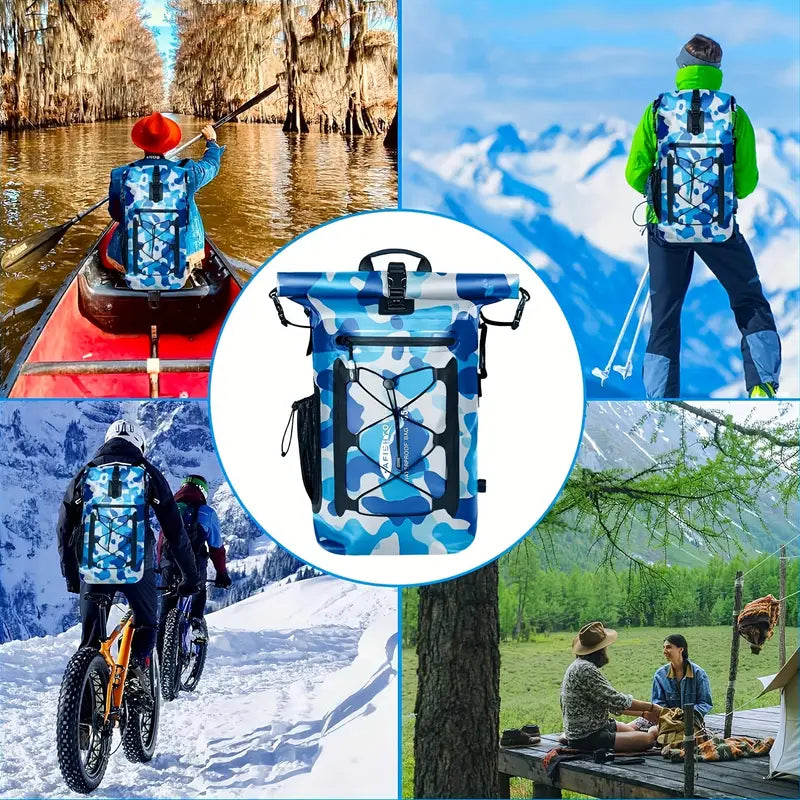 Sac à dos étanche camouflage bleu – Grande capacité, idéal sport et plein air