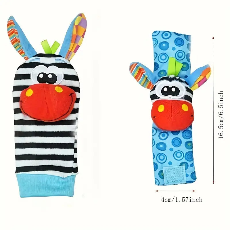 Hochet bébé en forme de chaussettes et bracelets animaux – Jouets d’éveil sensoriels et sonores pour activités ludiques