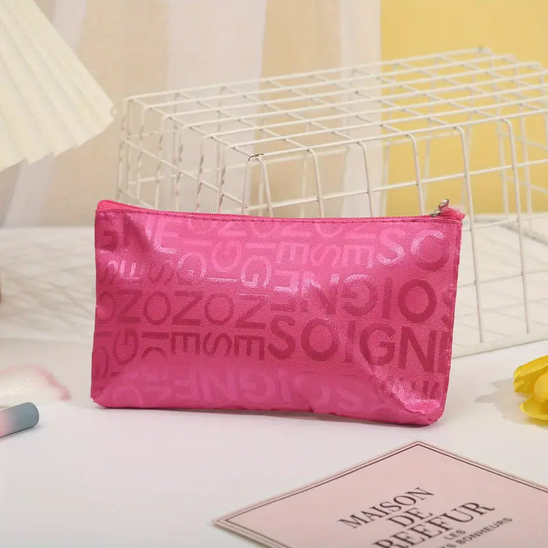 Trousse de maquillage colorée en tissu imperméable Pochette cosmétique légère et tendance