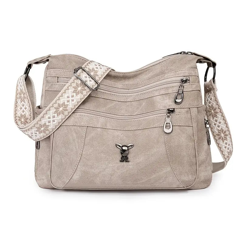 Sac Hobo gris tendance pour femme  Bandoulière réglable à motifs, multi-poches et grande capacité