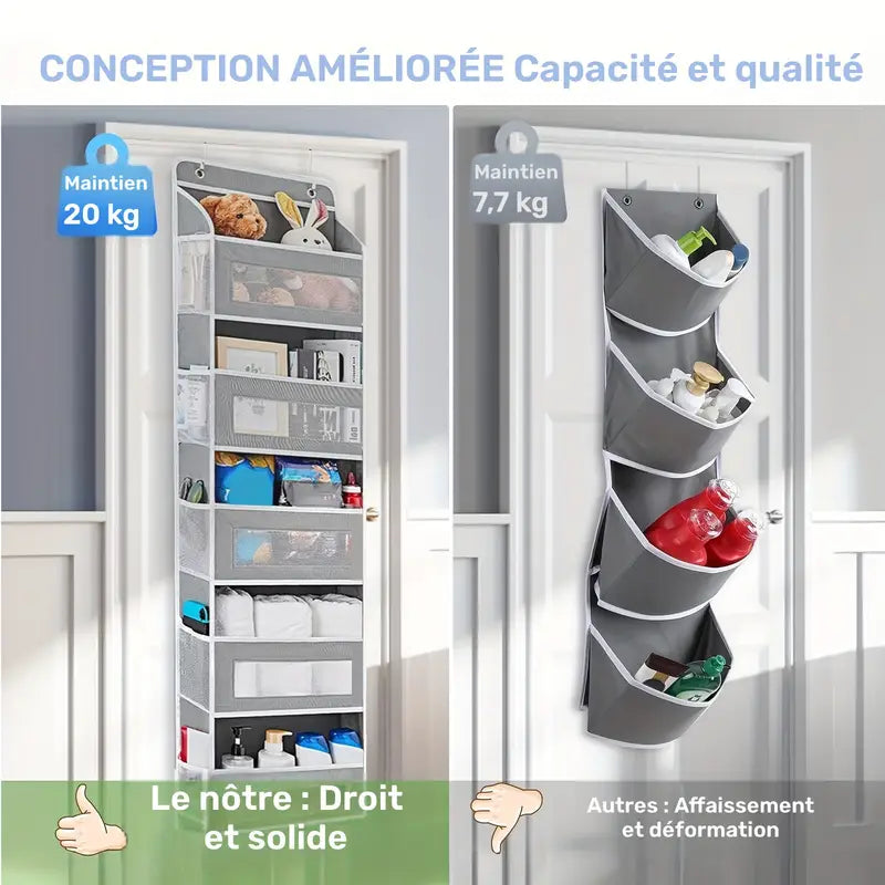 Organisateur Mural de Porte pour Chambre Bébé – Rangement Suspendu Polyvalent à Poches