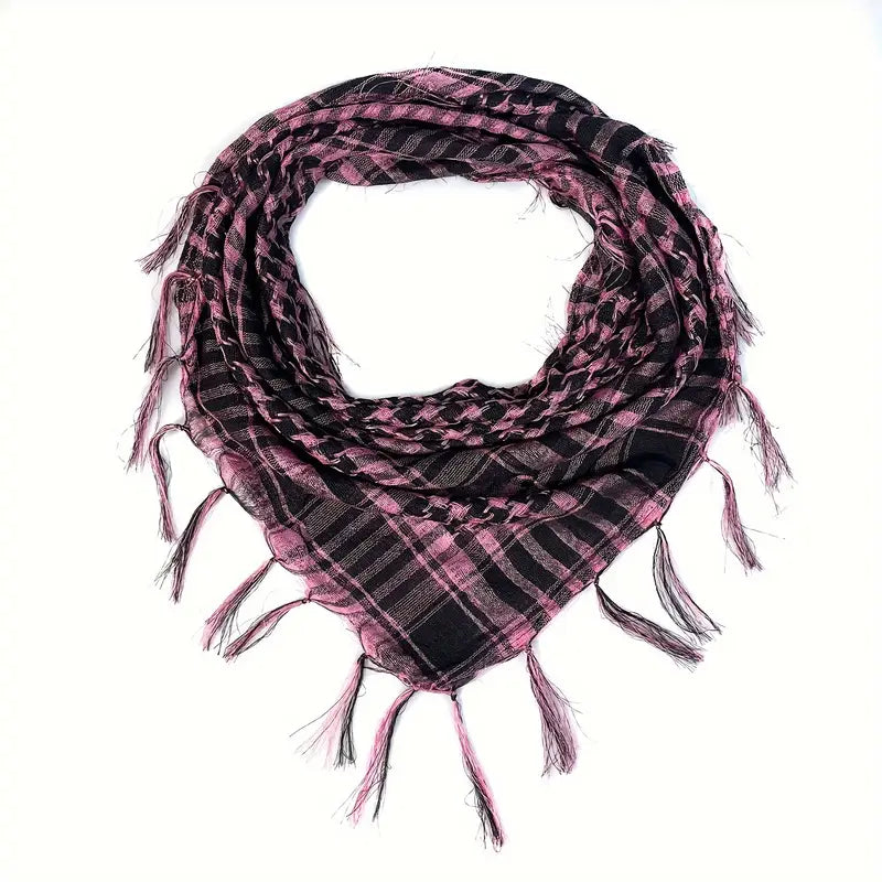 Écharpe keffieh homme noir et blanc – Chèche léger à franges pour style moderne et décontracté