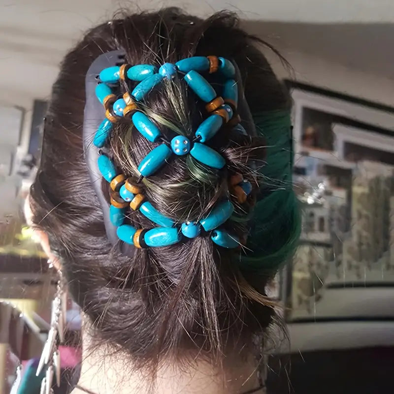 Peigne magique cheveux perles bleues – Accessoire coiffure femme pratique et élégant