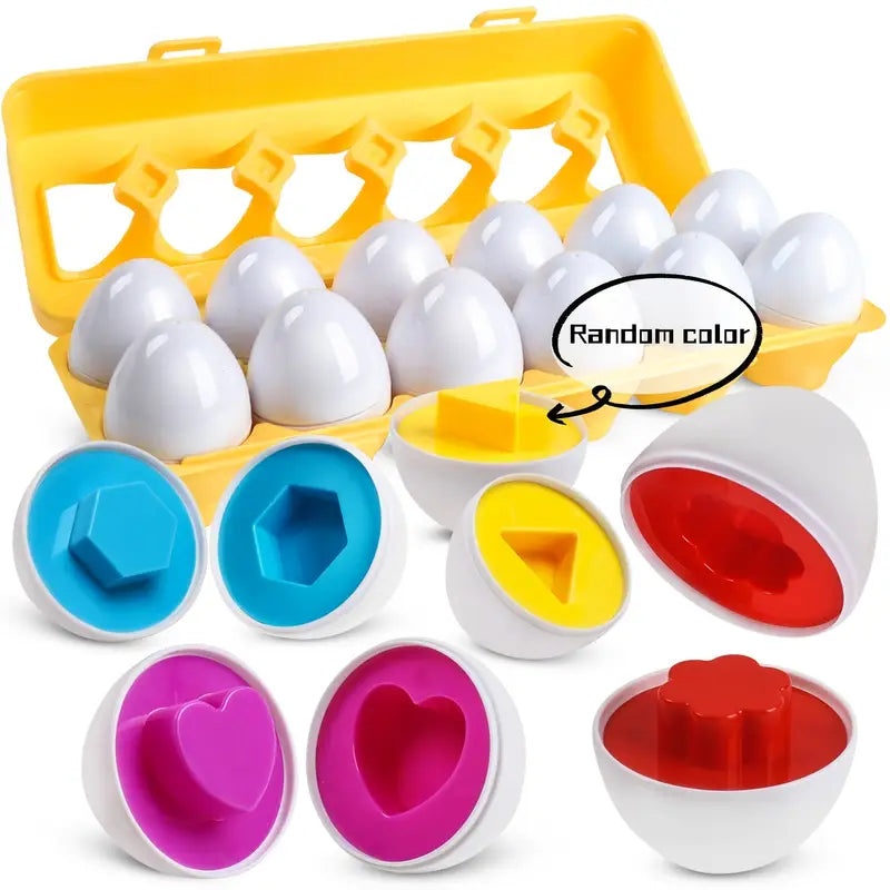 Coffret Œufs Jouets Surprise – Lot de 12 Œufs à Formes Animales Colorées pour Apprentissage Sensoriel