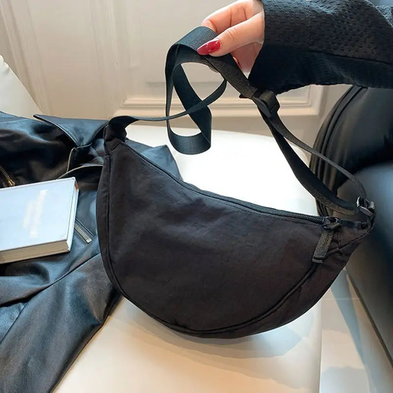 Lot de sacs à main femme Sac bandoulière demi-lune en toile, léger et tendance