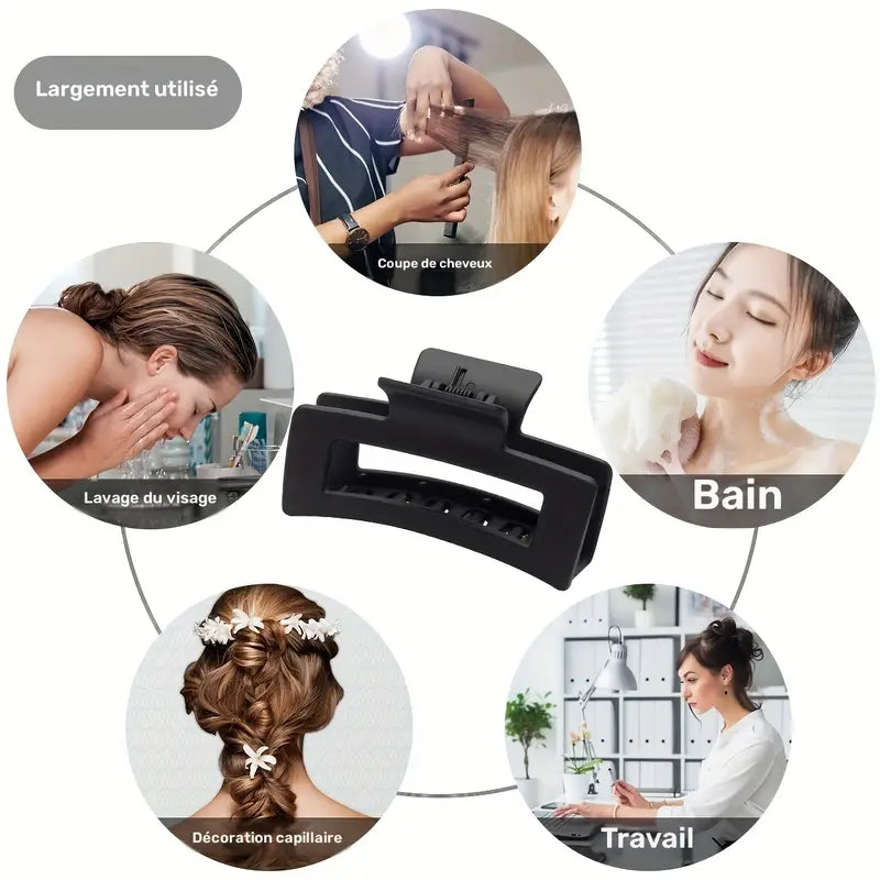 Lot de pinces cheveux rectangle mat – Accessoires coiffure antidérapants pour femmes