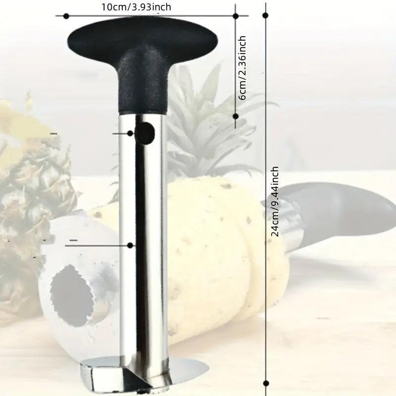Coupe-Ananas Inox avec Poignée Ergonomique – Épluche, Vide et Tranche Facilement en Spirale – Outil Pratique pour Cuisine et Fruits Frais