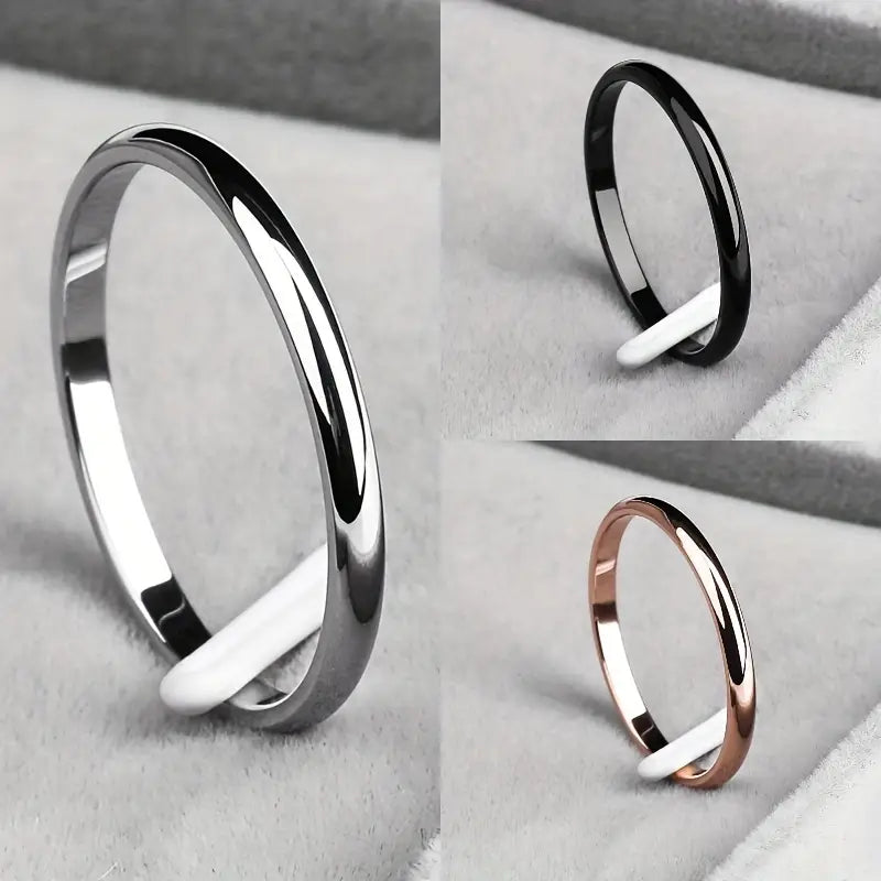 Bague homme minimaliste en acier inoxydable – Anneau élégant argent, or, noir ou rose