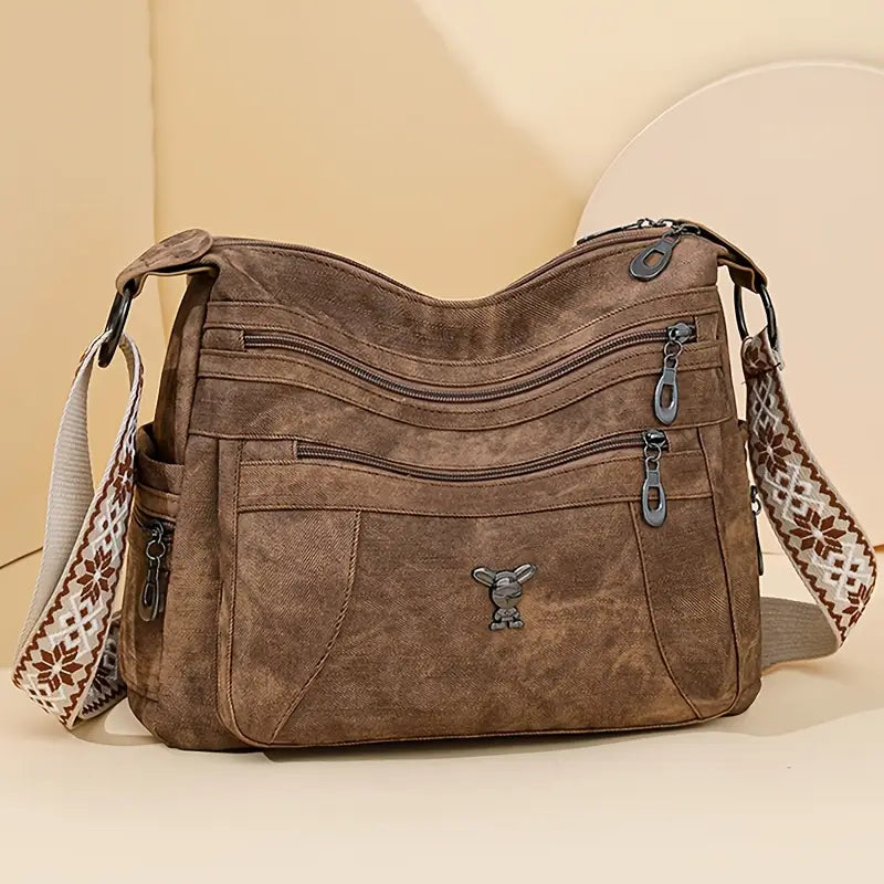 Sac Hobo gris tendance pour femme  Bandoulière réglable à motifs, multi-poches et grande capacité