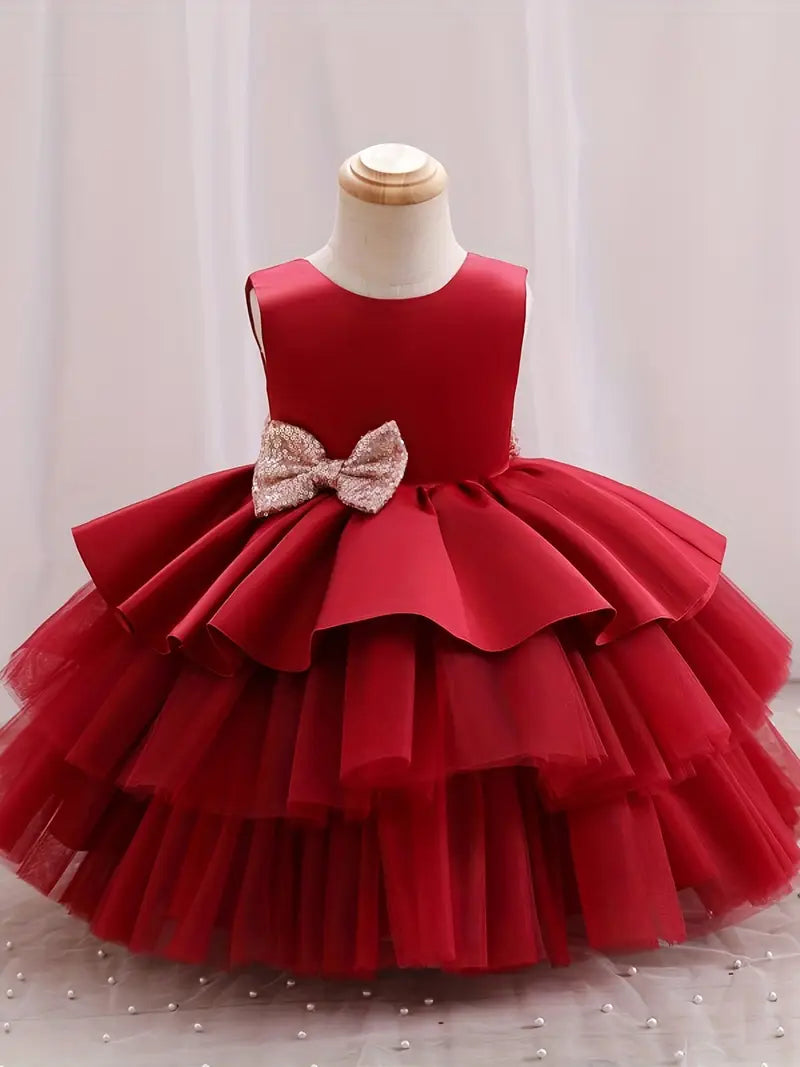 Robe Bébé Fille de Cérémonie Verte avec Nœud Pailleté – Tenue Élégante pour Fêtes et Mariage