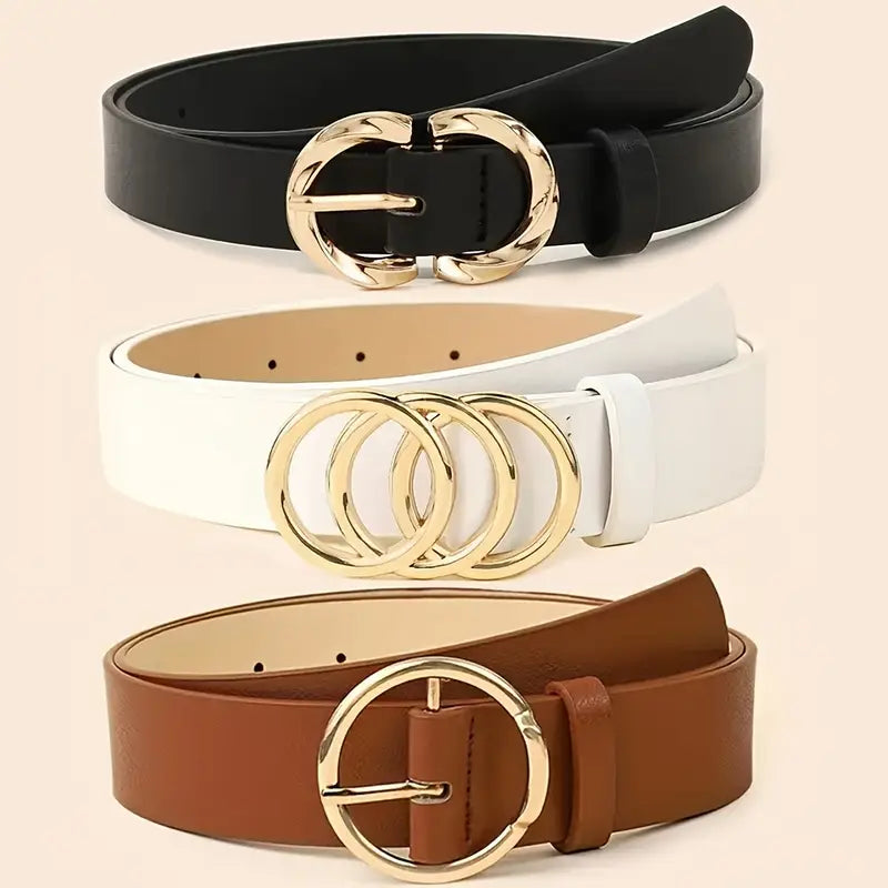 Ceinture femme élégante avec boucle dorée – Disponible en noir, marron et beige