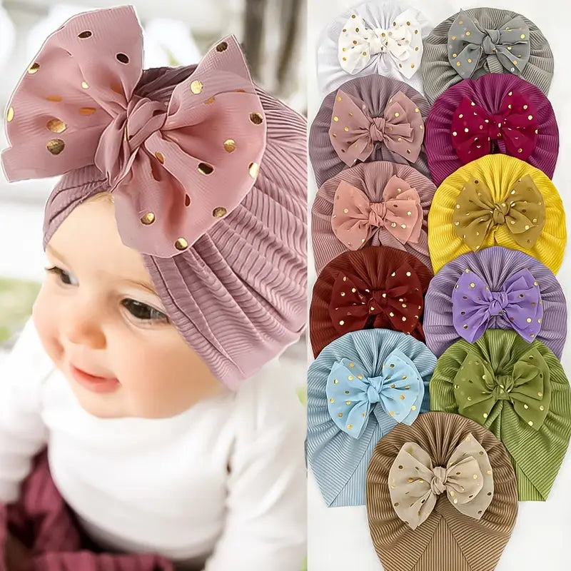 Turban Bébé avec Grand Nœud – Chapeaux et Casquettes Enfant Élégants | Bonnet Mode Fille Confort & Style