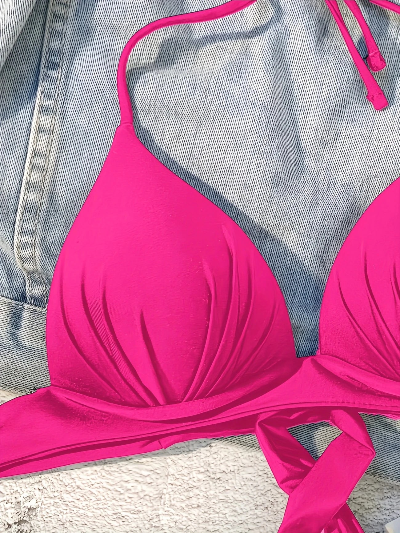 Haut de Bikini Femme Triangle – Coloris, Style Minimaliste à Nouer dans le Dos