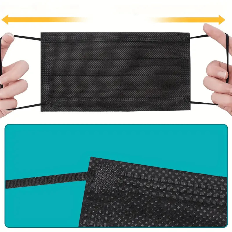 Masque Chirurgical Jetable Noir 3 Plis – Protection Respiratoire Confortable