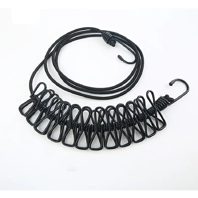 Corde à Linge de Voyage avec Pinces Intégrées – Étendoir Extensible Portable pour Intérieur et Extérieur