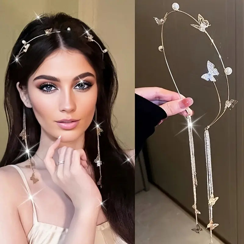 Diadème papillon femme avec strass – Accessoire de costume élégant pour soirée, mariage et cosplay