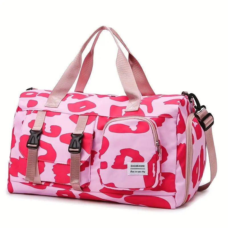 Sac de Voyage Sport et Week-End Rose Imprimé Léopard – Cabine Grande Capacité avec Bandoulière Réglable