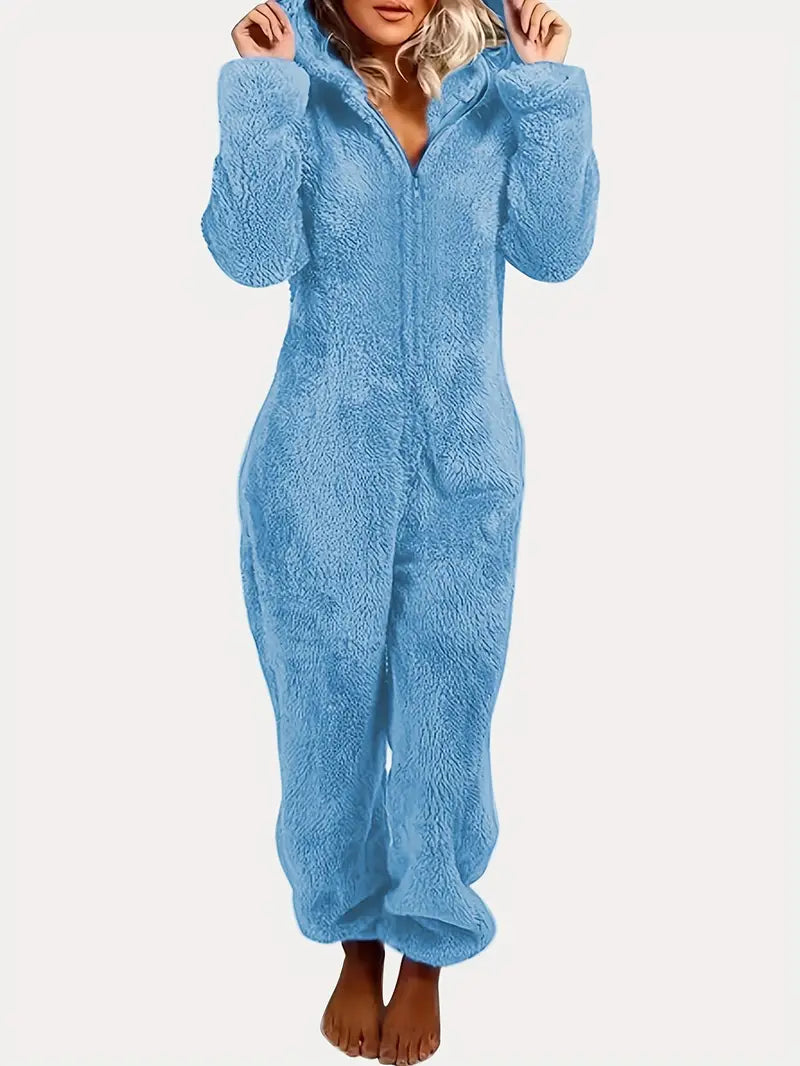 Combinaison d’Hiver Femme en Polaire Douce avec Capuche – Pyjama Chaud et Confort Cocooning