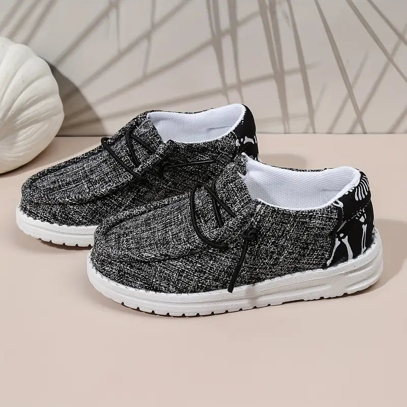 Mocassins garçon sans lacets gris et noir – Chaussures légères confortables avec semelle blanche