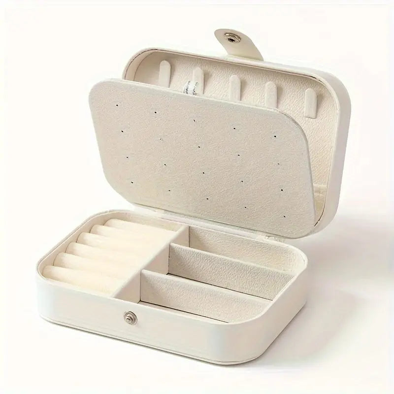 Boîte à bijoux de voyage en cuir noir – Rangement compact pour bagues, colliers et boucles d’oreilles