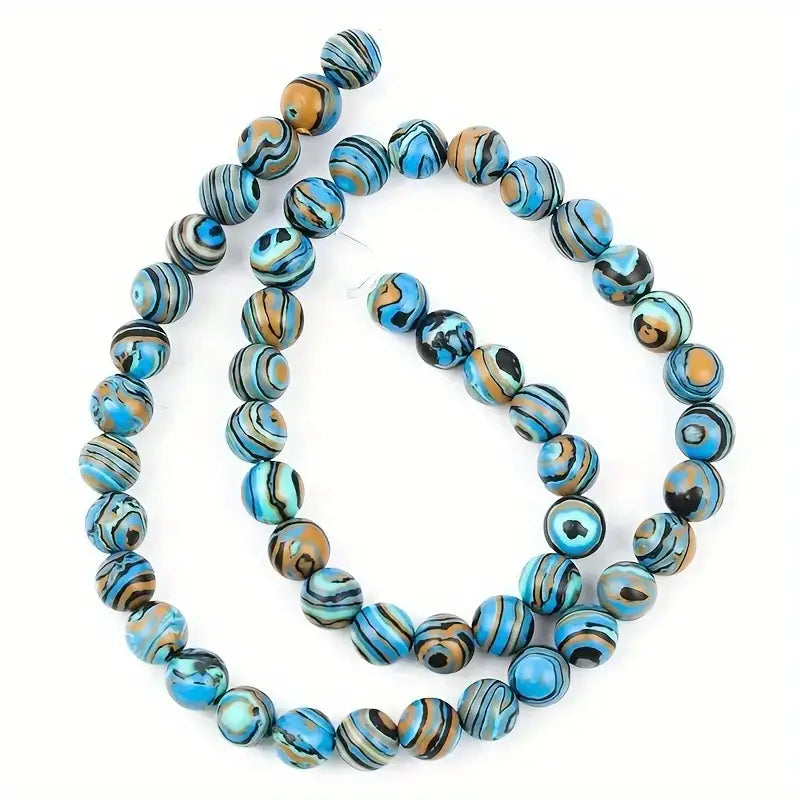 Perles rondes en pierre naturelle jaspe océan – Pierres précieuses en vrac pour création de bijoux et lithothérapie