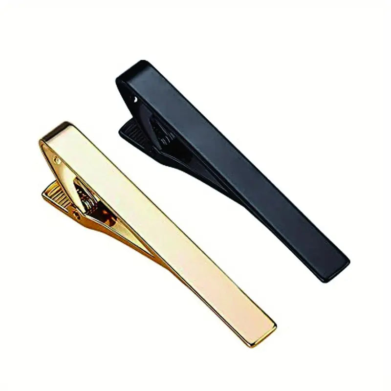 Lot de 2 pinces à cravate homme – Accessoires élégants noir et argent pour costume et chemise