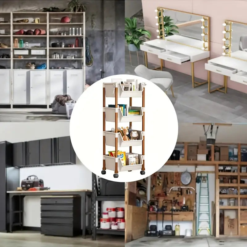 Étagère de rangement mobile à roulettes – Chariot modulable en plastique pour livres, fournitures et jouets