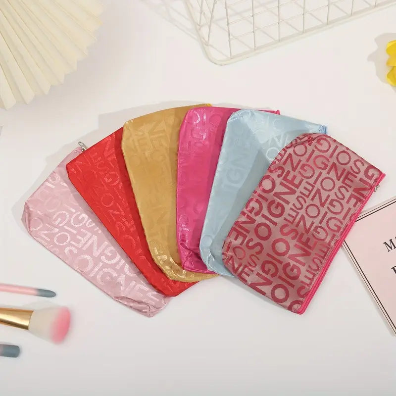 Trousse de maquillage colorée en tissu imperméable Pochette cosmétique légère et tendance