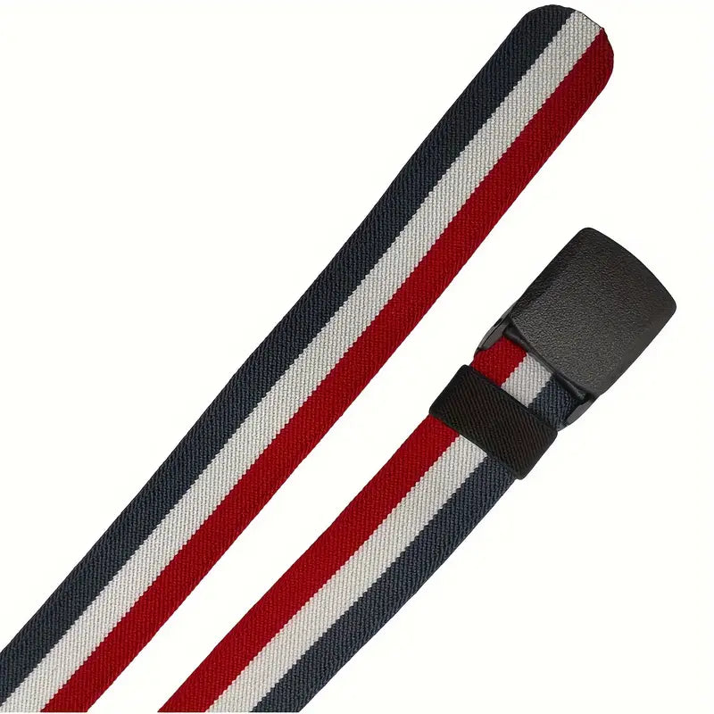 Ceinture homme tricolore en toile avec boucle automatique – Style décontracté et tendance