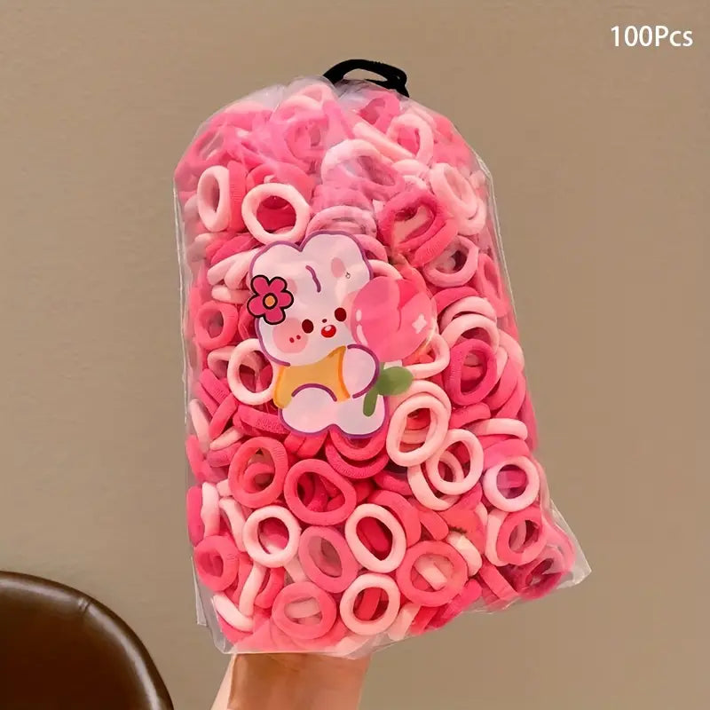 Lot de 100 Élastiques Cheveux Enfant – Accessoires Souples et Résistants Multicolores Neutres