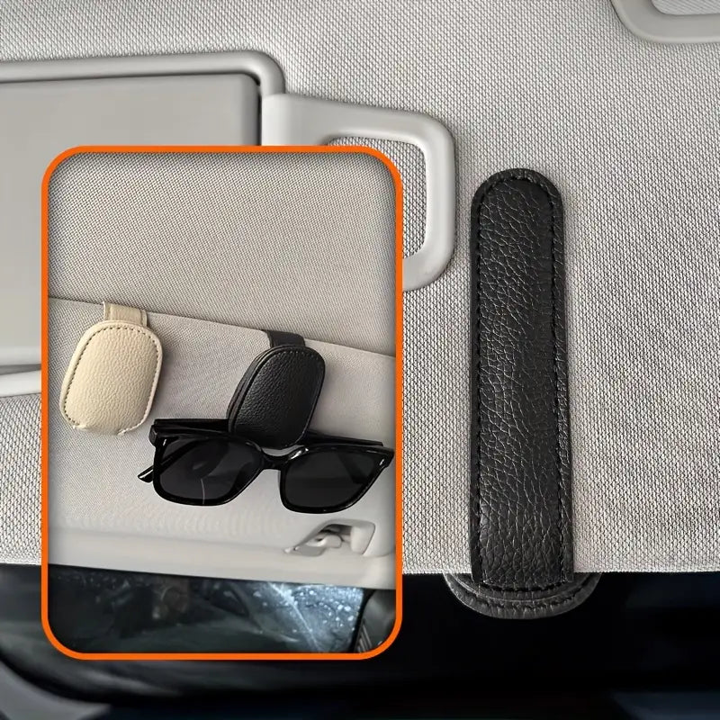 Clip support lunettes voiture cuir – Accessoire intérieur élégant et pratique pour pare-soleil