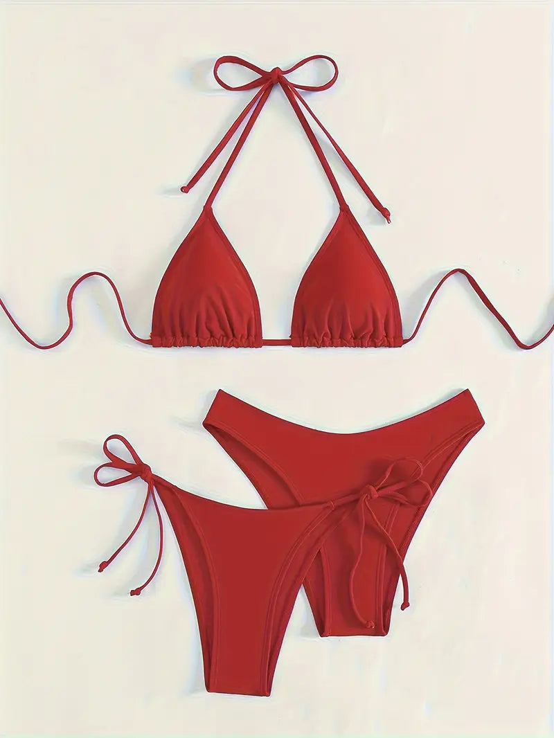 Ensemble Bikini Brésilien – Triangle Ajustable & Bas Échancré à Nouer