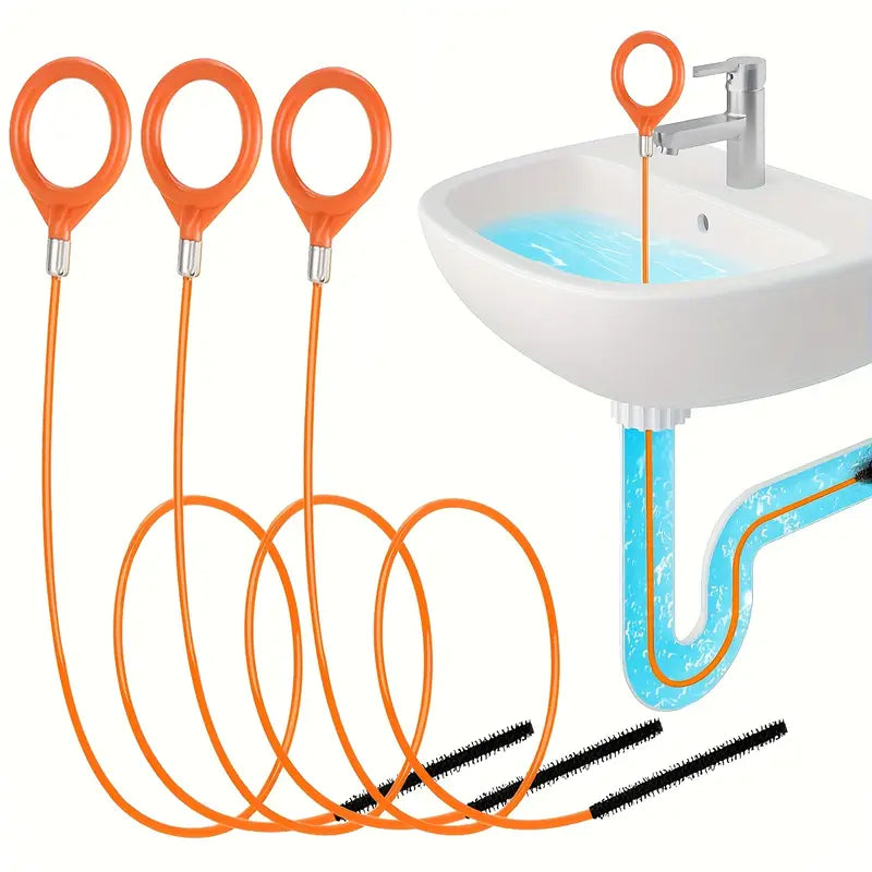Déboucheur de Canalisation Flexible avec Poignée – Tige de Nettoyage Réutilisable pour Éviers, Lavabos et Baignoires – Collection Plomberie Brute