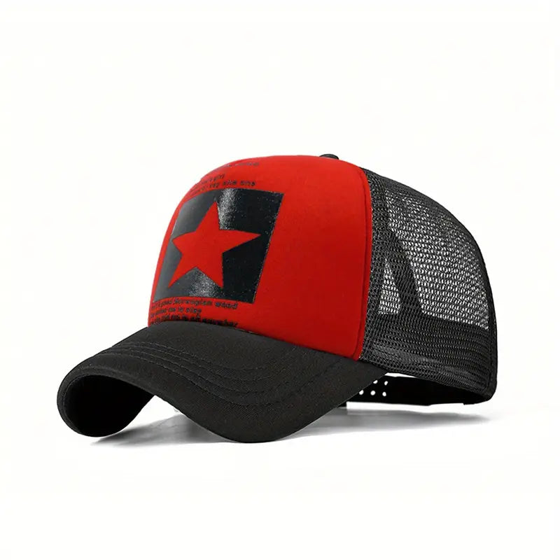 Casquette trucker homme noire étoile – Casquette respirante filet réglable streetwear