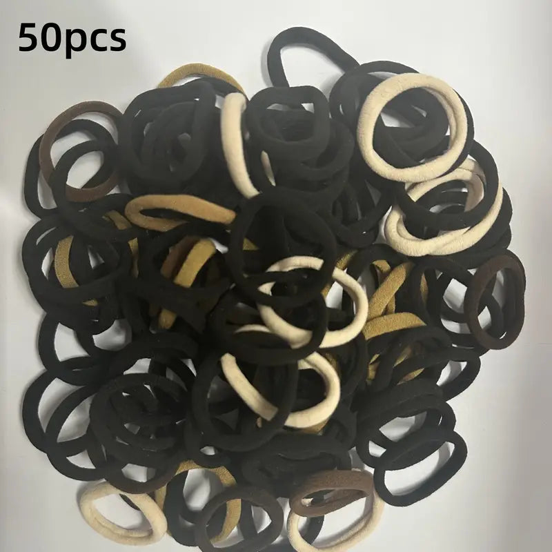 Lot de 50/100 Élastiques Cheveux Noirs – Sans Métal, Doux et Résistants pour Queue de Cheval et Coiffures Quotidiennes