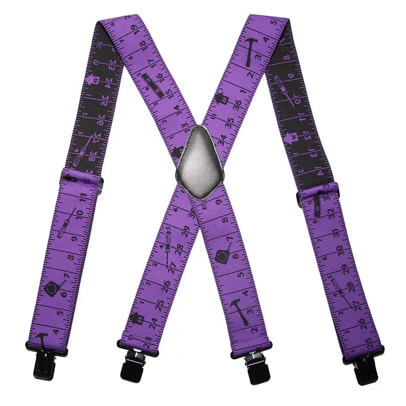 Bretelles homme motif mètre ruban – Accessoire original ajustable à pinces, style rétro et fantaisie