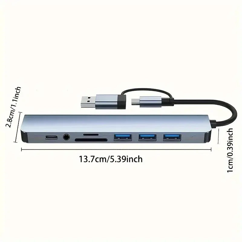 Hub USB Multiport 7 en 1 – Adaptateur USB-C avec HDMI, USB 3.0, USB 2.0, Lecteur de Carte SD/TF et Prise Jack