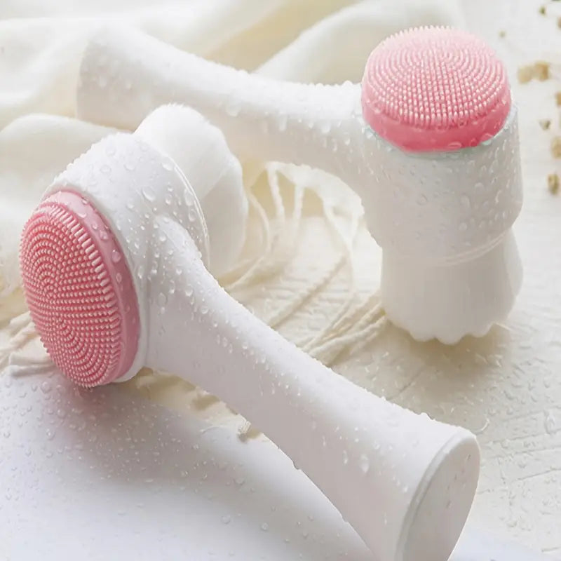 Brosse Nettoyante Visage 2 en 1 – Poils Doux & Picots Silicone pour Nettoyage en Profondeur et Massage