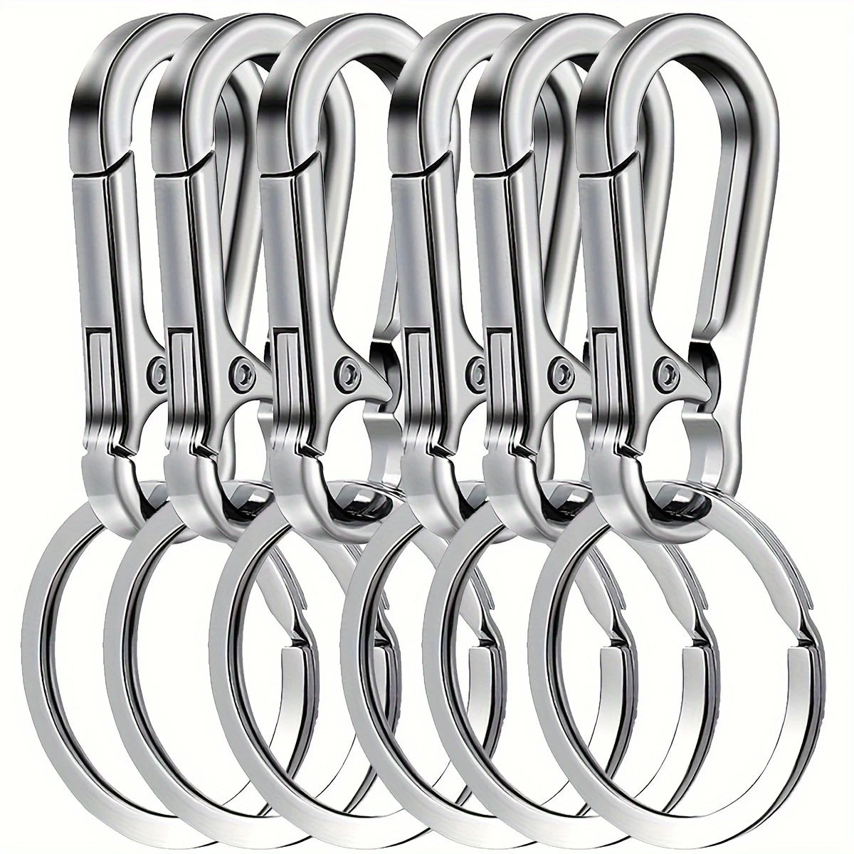 Lot de 6 Porte-Clés Mousquetons Métal – Anneaux Robustes et Clip Rapide pour Clés, Sac ou Ceinture