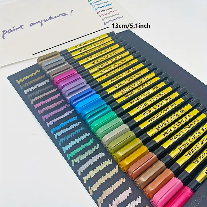 Ensemble de 12/24 Stylos Métalliques Colorés – Feutres Pailletés pour Scrapbooking, DIY, Bullet Journal et Dessin Créatif