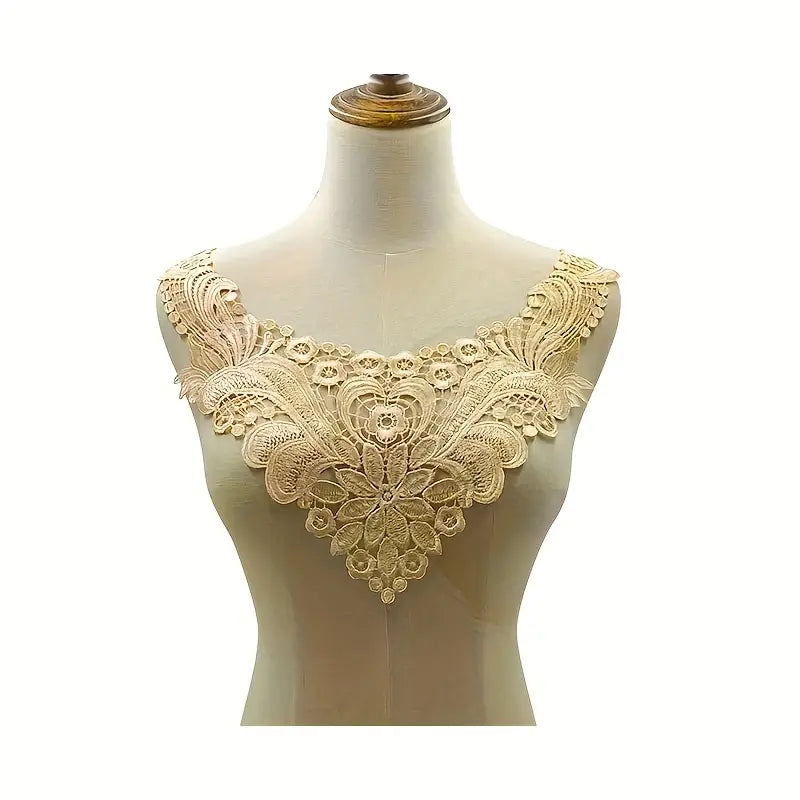 Faux col femme dentelle florale grise – Col amovible chic pour chemisiers, pulls et robes élégantes